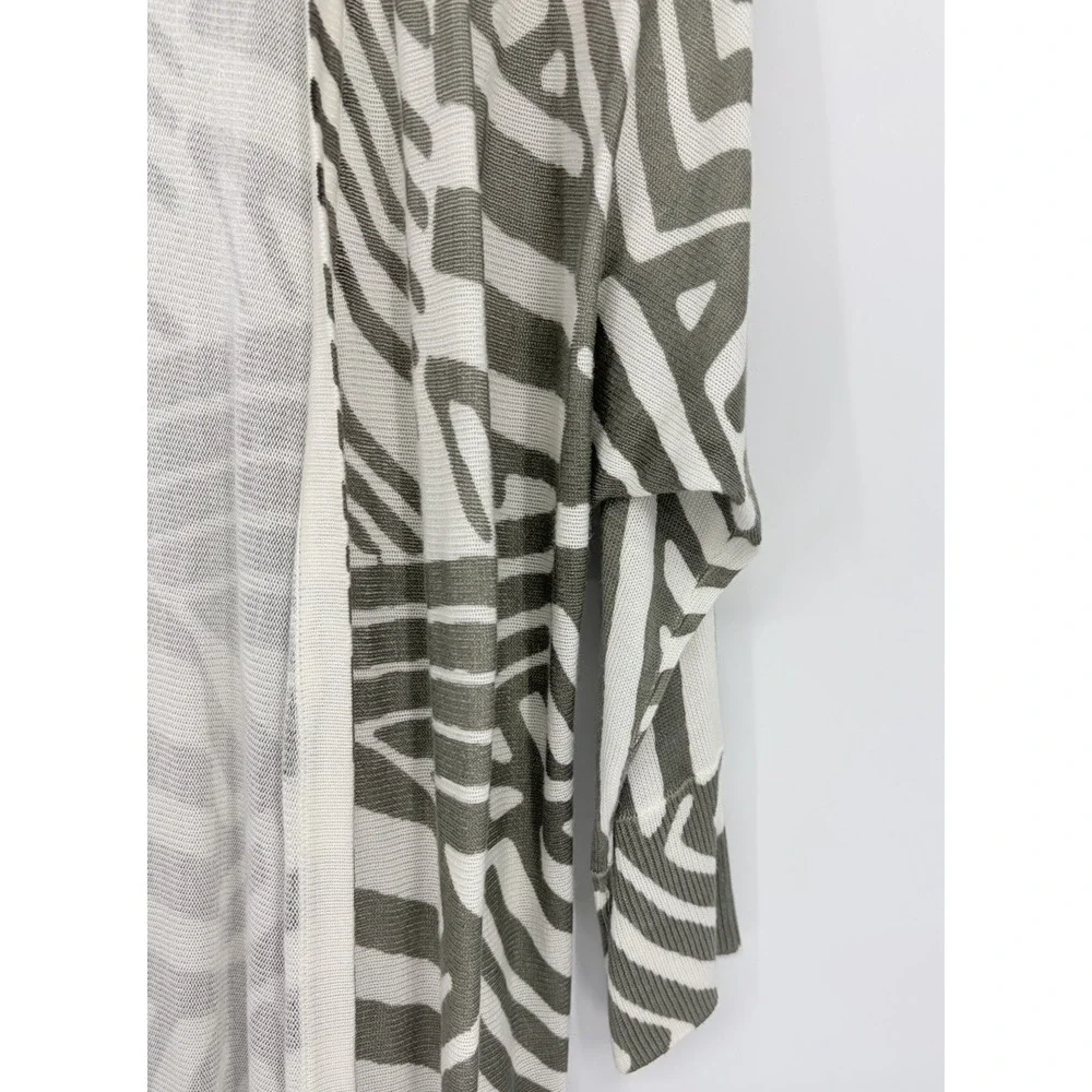 New Chico's Daniella Cardigan Graphic Waves Size 1 Long Line Open Rayon